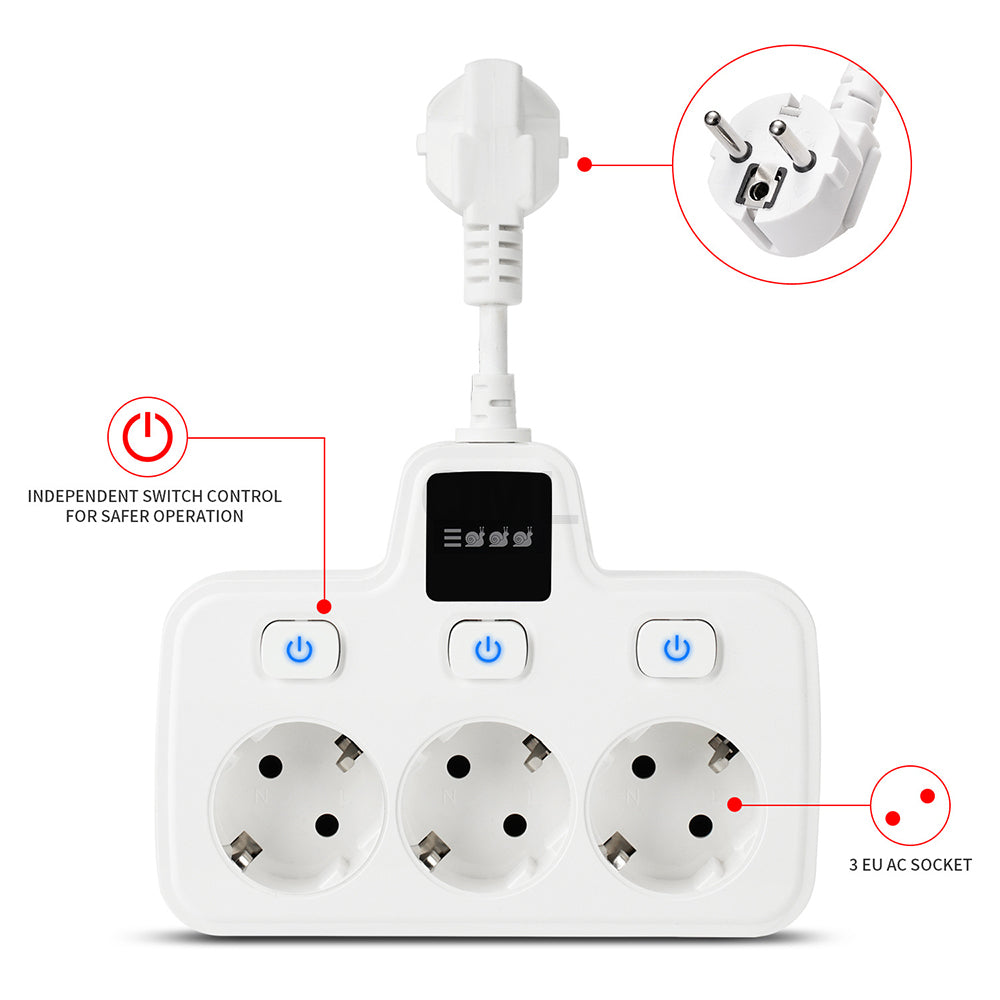 EU Plug 3 Output European Power Socket Board EU Power Strip