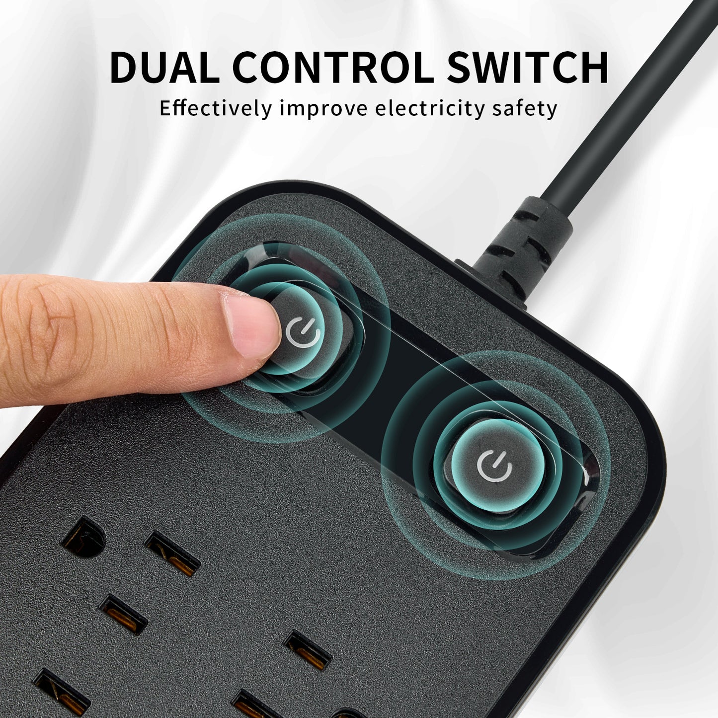 12 AC Output US Power Socket Board with Safety Switches 2M Extension Wire American Standard Power Strip 2 USB 2 Type-C Port